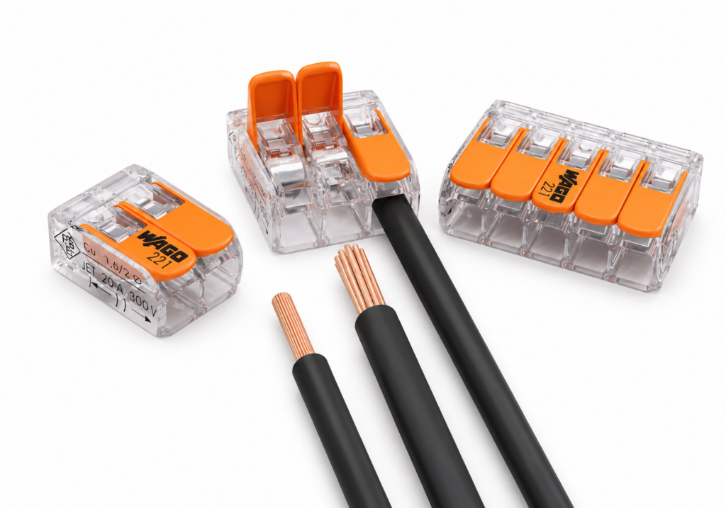 Lever wire connectors for fast and reliable electrical wire connections